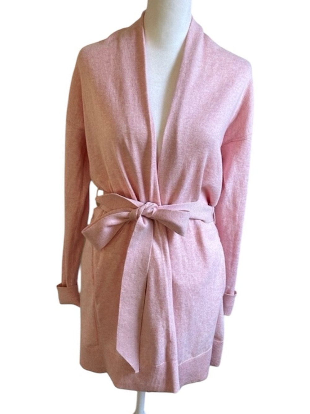 Lululemon Cashmere Sweater Wrap size 2 Pink Cardigan Yoga Athleisure Mint